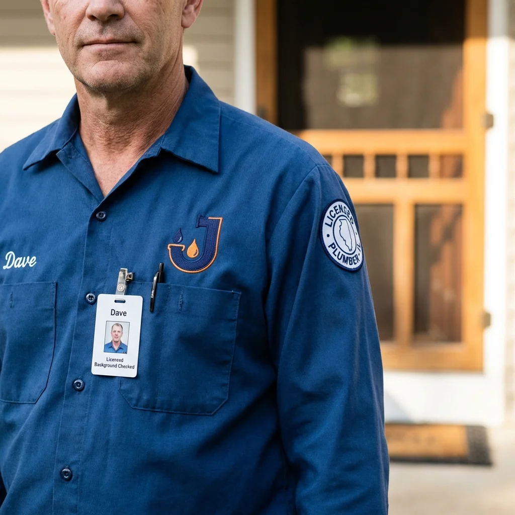 Licensed plumber showing ID badge in Sartell, MN